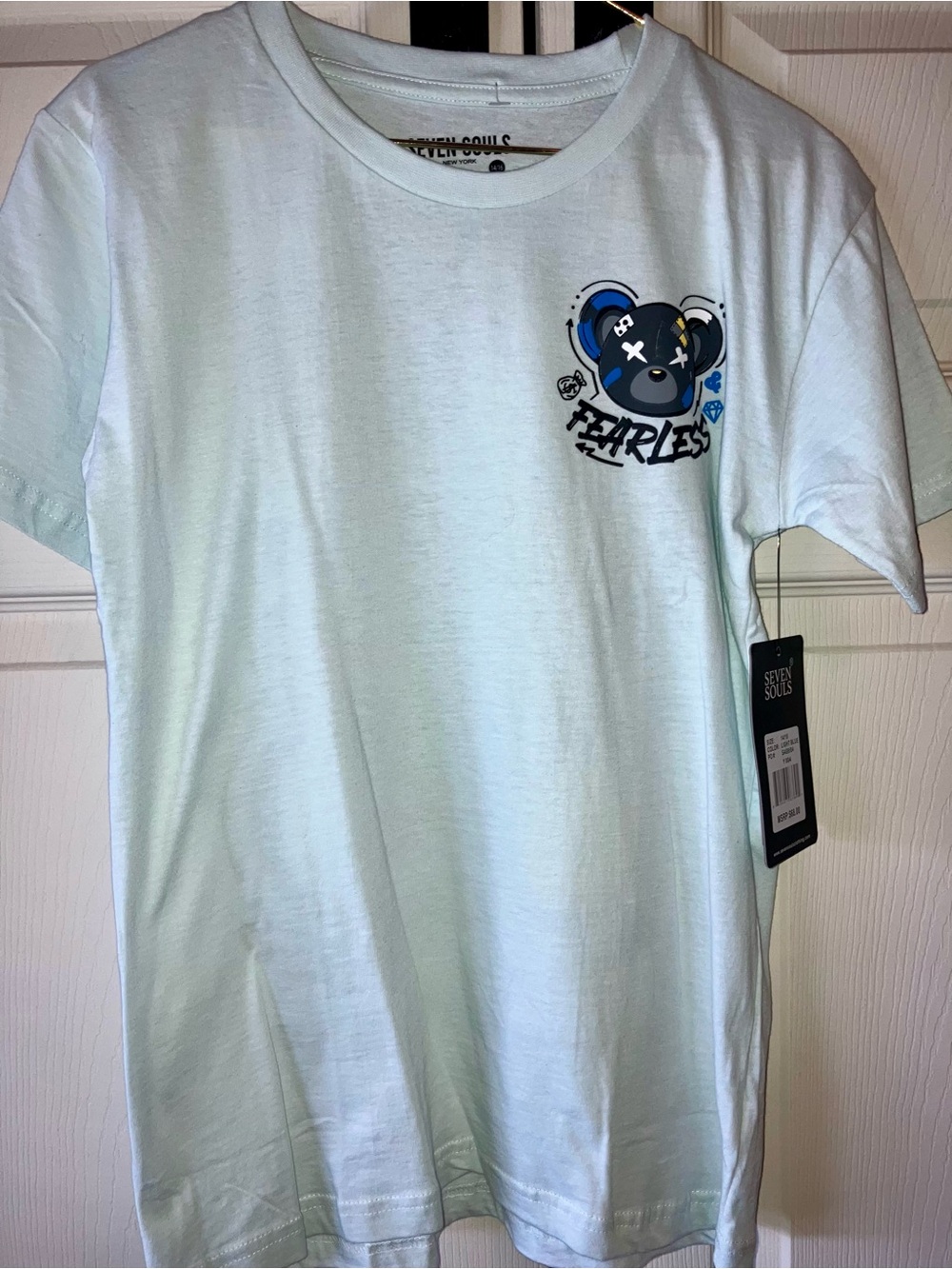 Seven Souls 'Fearless' Teddy Graphic Tee - Light Blue